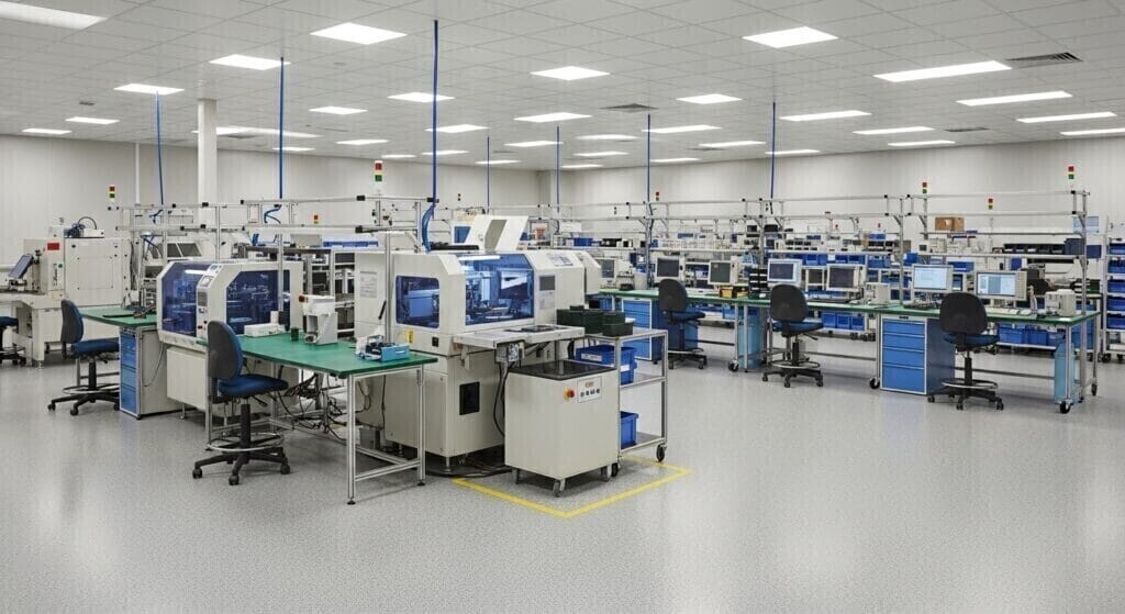 Ameliyathane ve laboratuvarlar için uygun, $10^6 - 10^9 \Omega$ dirençli, homojen yapıda gri antistatik PVC zemin kaplaması.