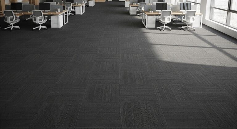 Modern açık ofiste antrasit gri karo halı zemin kaplama